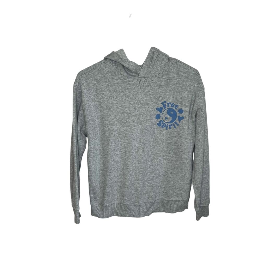 Wonder Nation gray lightweight knit pullover hoodie girls size large (10-12)
